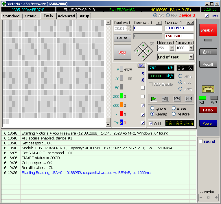 Проверка HDD Victoria 4.46b Freeware.