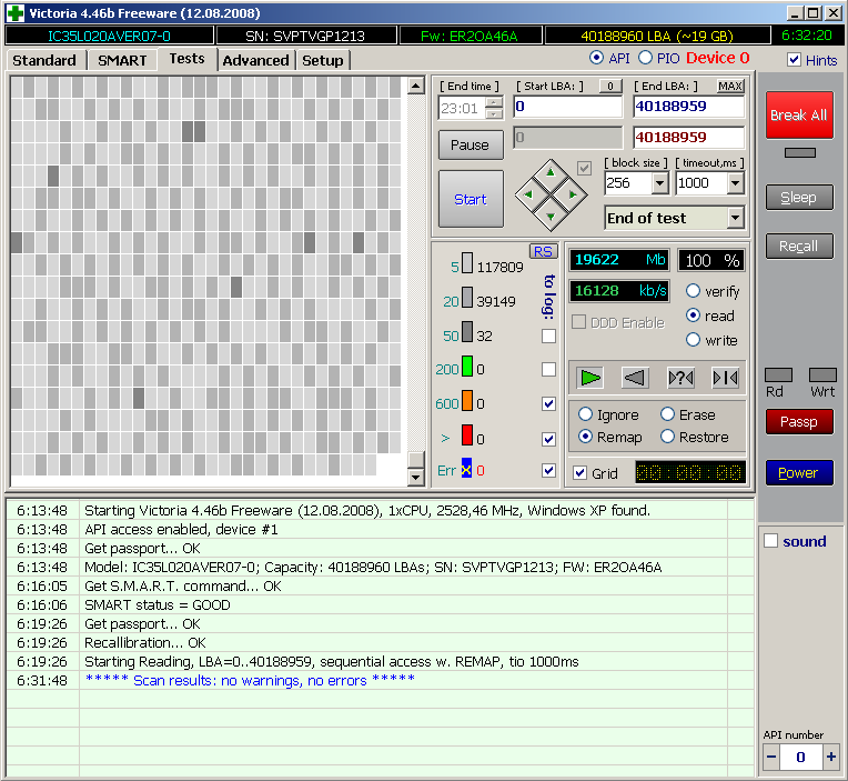 Проверка HDD Victoria 4.46b Freeware.